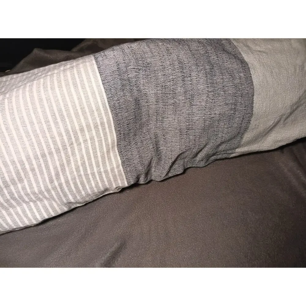 UGG Gray White Teal Gauzy Striped Full/Queen Duvet Cover 2 Standard Pillow Shams